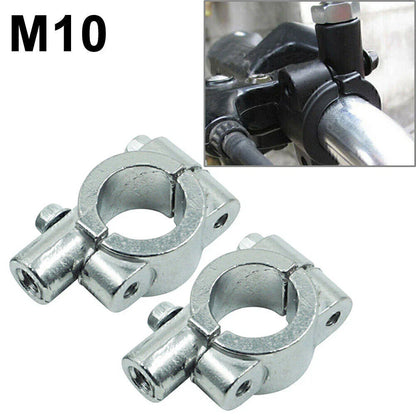 25MM M10 Motorcycle Silver Handlebar Mirror Mount Holder Clamp