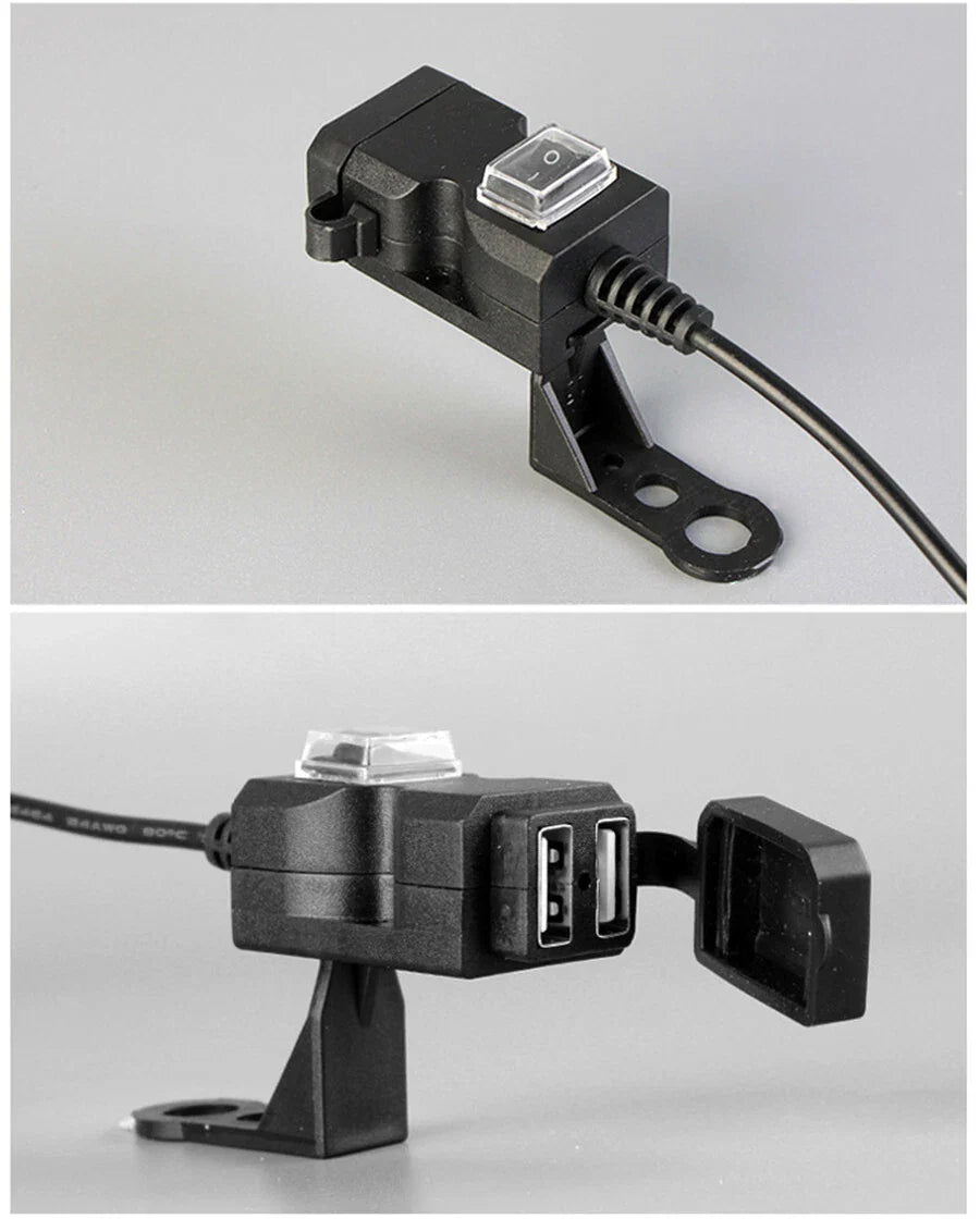 12V Waterproof Dual-USB Charger Socket for Motorbike Motorcycle