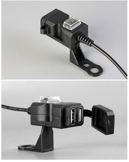 12V Waterproof Dual-USB Charger Socket for Motorbike Motorcycle
