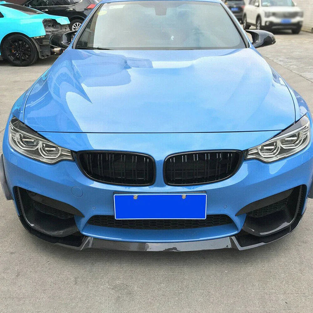 2x Carbon Fiber Headlight Eye Lid Styling for BMW M3 M4 (2014–2018)