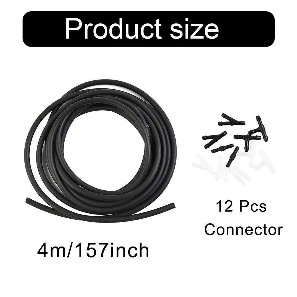 Windshield Wiper Washer Nozzle Hose Kit 4m 12 Connector Black/White