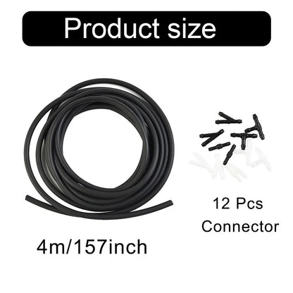 Windshield Wiper Washer Nozzle Hose Kit 4m 12 Connector Black/White