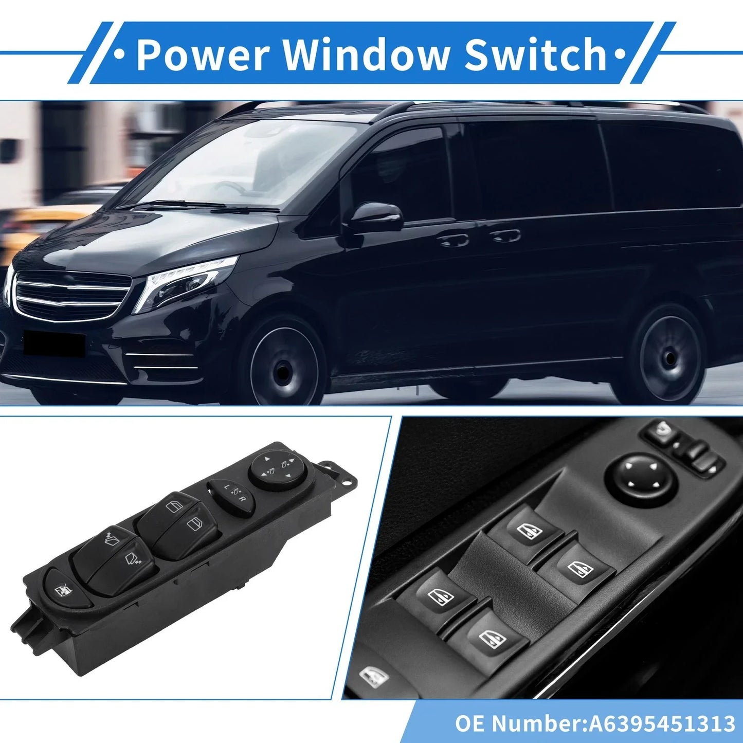 Front Right Power Window Switch for Mercedes-Benz Viano Vito (2003-2014)