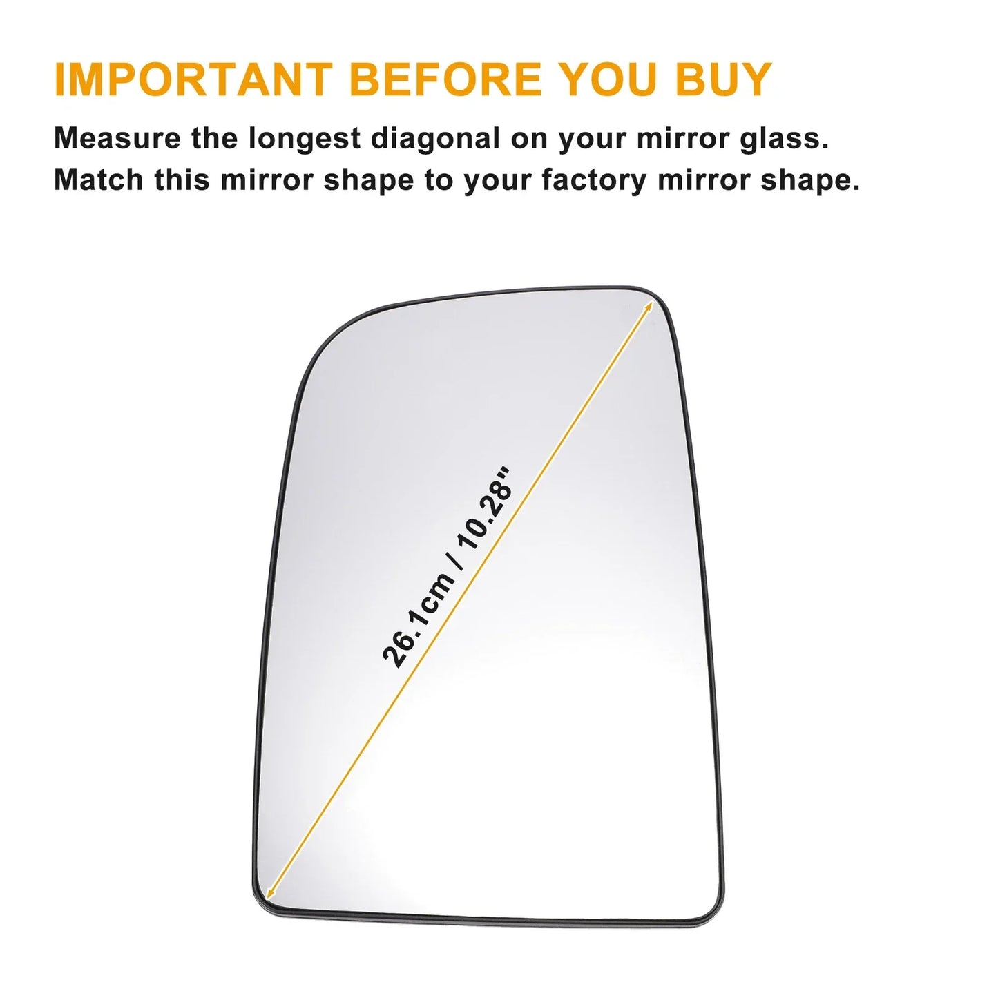 Left Upper White Mirror Glass w/ Back Heated for Mercedes Sprinter (2006-2011)