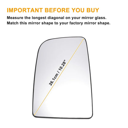 Left Upper White Mirror Glass w/ Back Heated for Mercedes Sprinter (2006-2011)