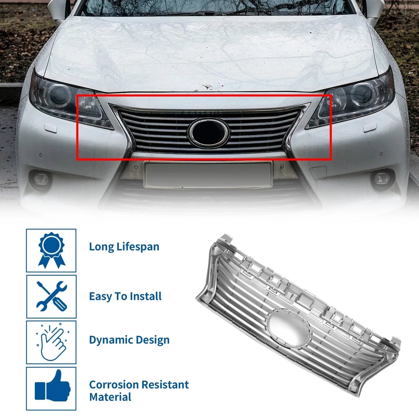 Front Upper Hood Bumper Grille for Lexus ES 350 (2013-2015)