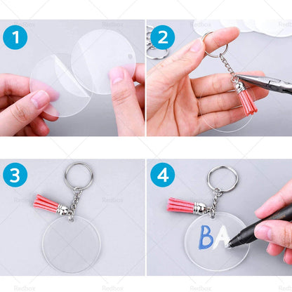 120PCS Sublimation Blanks Keychains Ornament Set with Tassels
