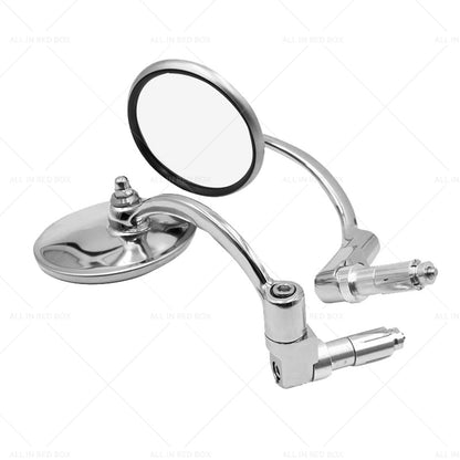 Chrome Round Rearview Bar End Mirror for Motorcycle Chopper Racer