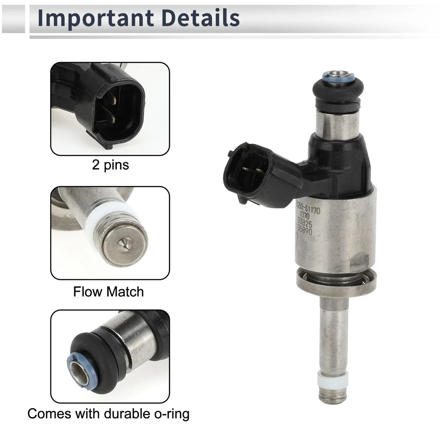 Fuel Injector for LEXUS GS350 2016-2019 1 x Black Silver Tone