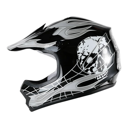Youth ATV Motocross Dirt Bike Skull Helmet & Goggles Gloves S M L XL