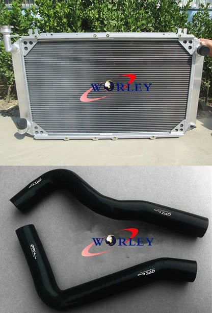 3 Core Aluminum Radiator + Black Hose for Nissan Patrol GQ Y60 Diesel
