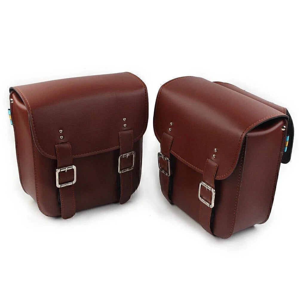 Brown Leather Side Saddle Bags for Harley Sportster XL883/1200 (2004-2023)