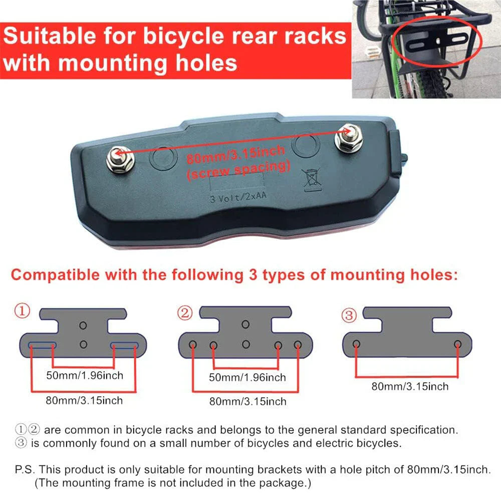 Rear Reflector Tail Light for Red Bike Cycling Bicycle Luggage Rack