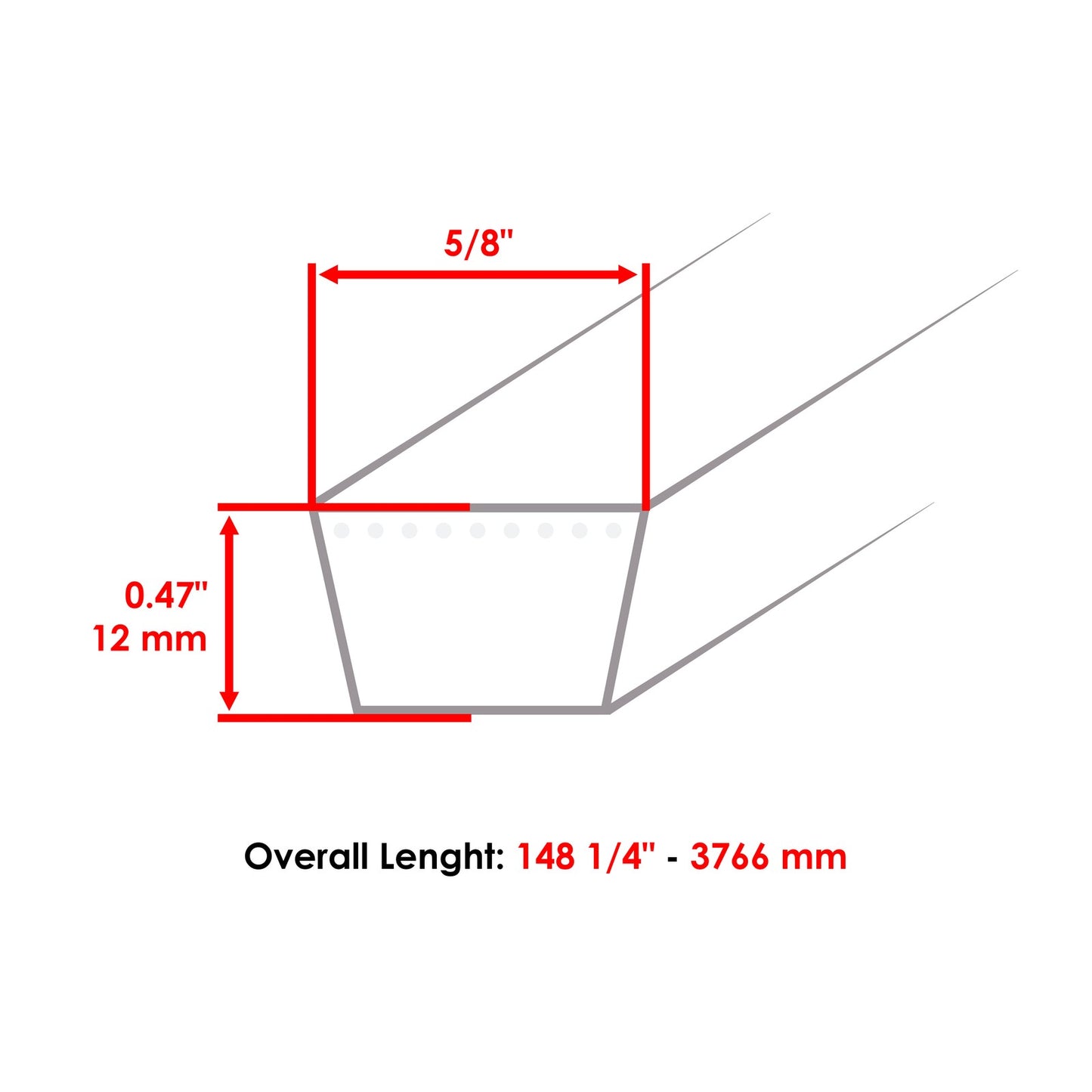 Aramid V Belt Replacement for Husqvarna 52 Inch Zero Turn Mower (5/8)