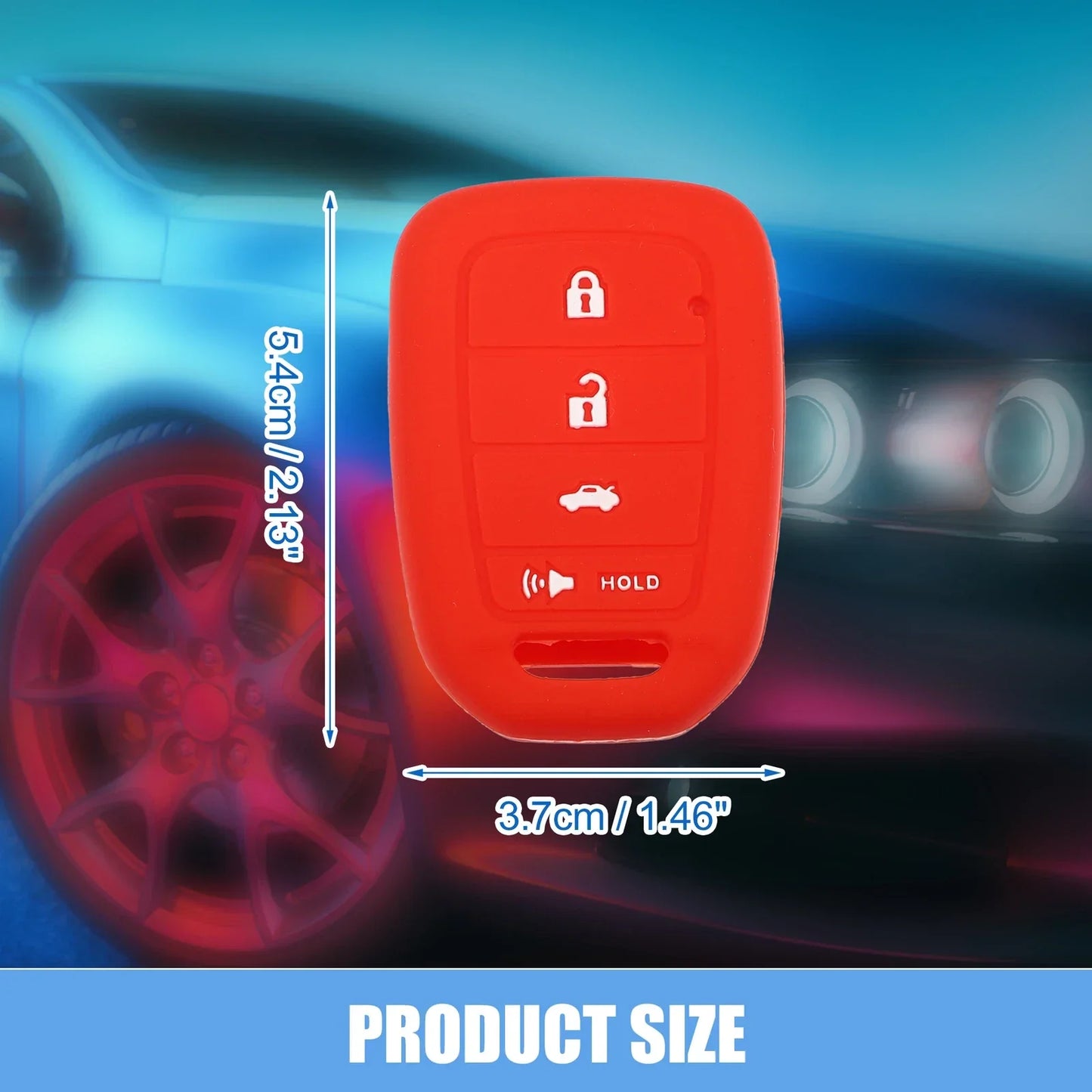 Smart Key Fob Cover for Honda Civic Accord CR-V HR-V Black Red (2 x)