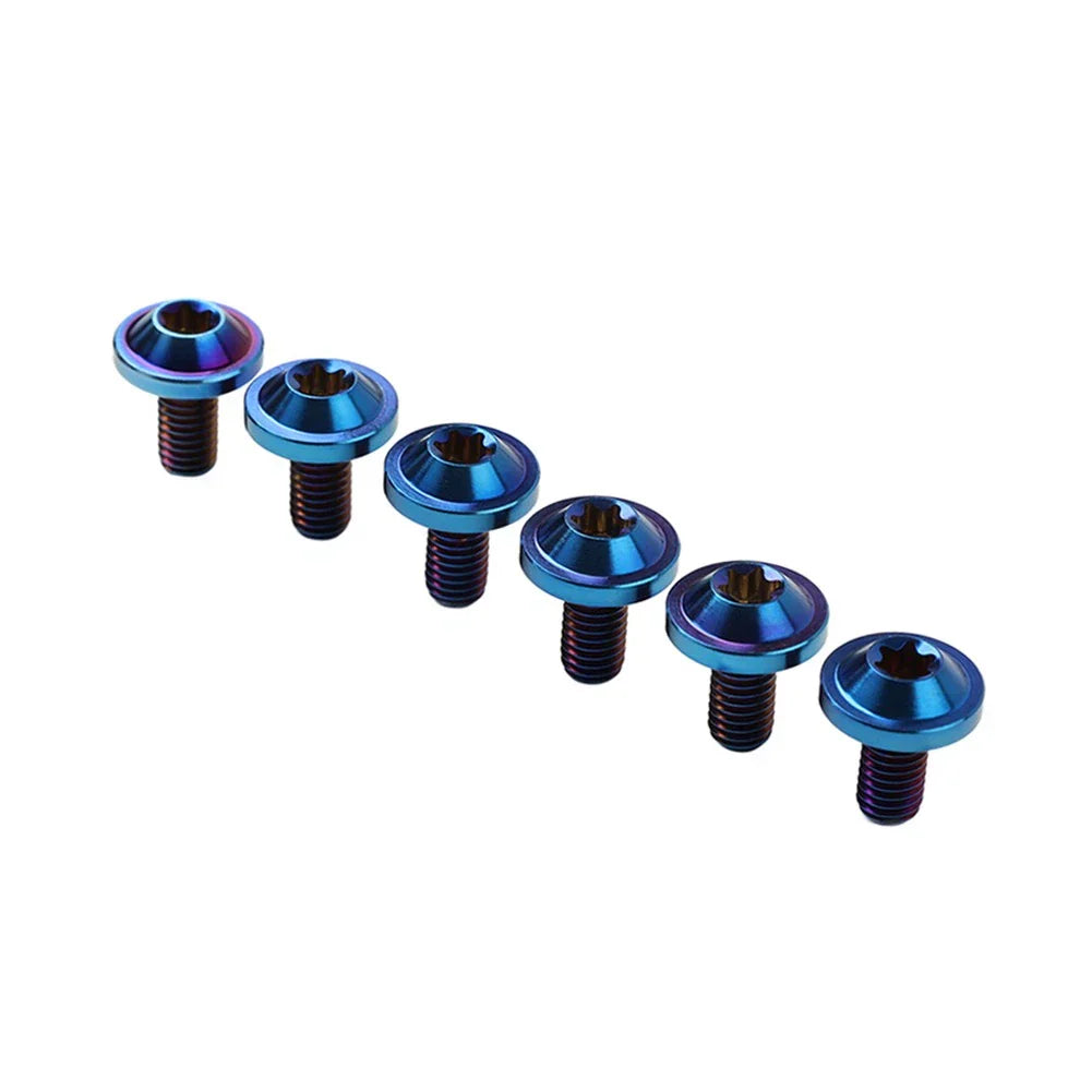 6 x M6x15mm Titanium Alloy Torx Head Bolts for Bike Motor - Blue