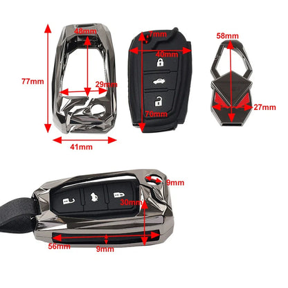 Black 3-Button Key Fob Case Shell Cover for Audi A8 Quattro (2006-2010)