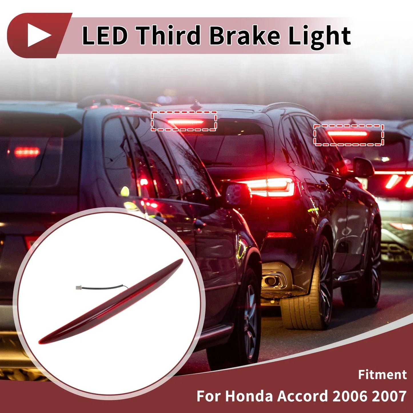 Red High Mounted LED Third Brake Light for Honda Accord (2006-2007)