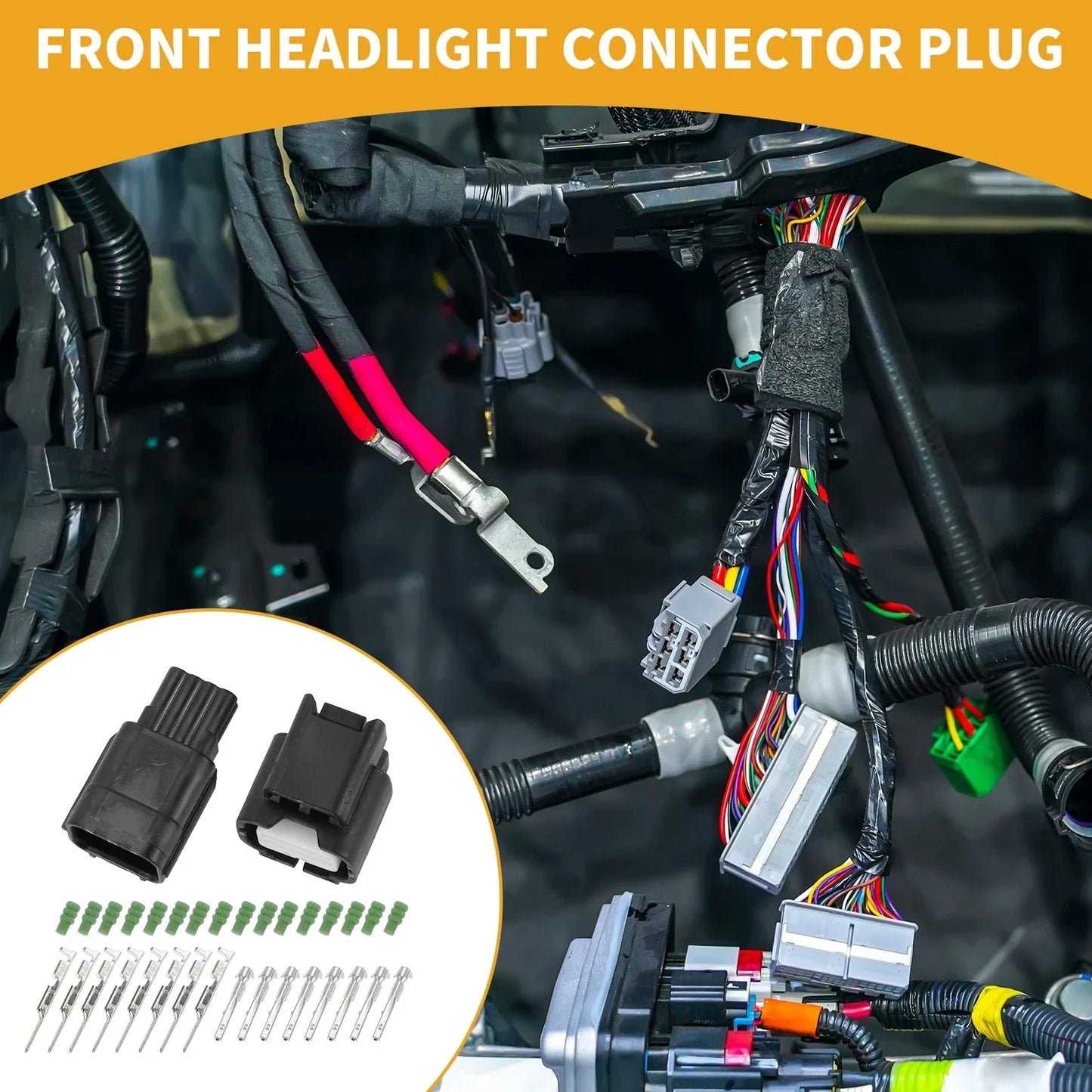 8 Pin Front Headlight Connector Plug for Honda - Male Female Wire Terminal