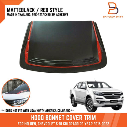 Matte Black Red Hood Scoop Bonnet Cover for Holden Colorado (2017-2022)