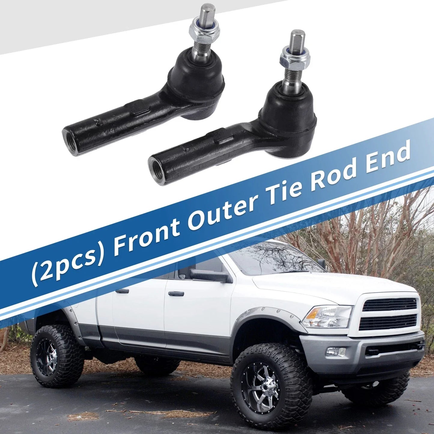 2 x Front Outer Tie Rod End Links for Dodge Dakota (2000-2004)