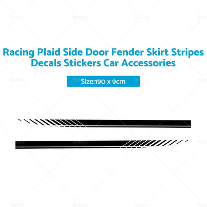 Racing Plaid Side Door Fender Skirt Stripes Decals for Car Accessories