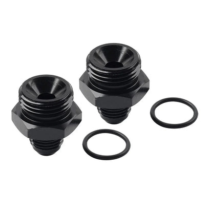 Black Aluminum AN6 Flare to 6AN ORB Male Fitting Adapter w/ O-Rings