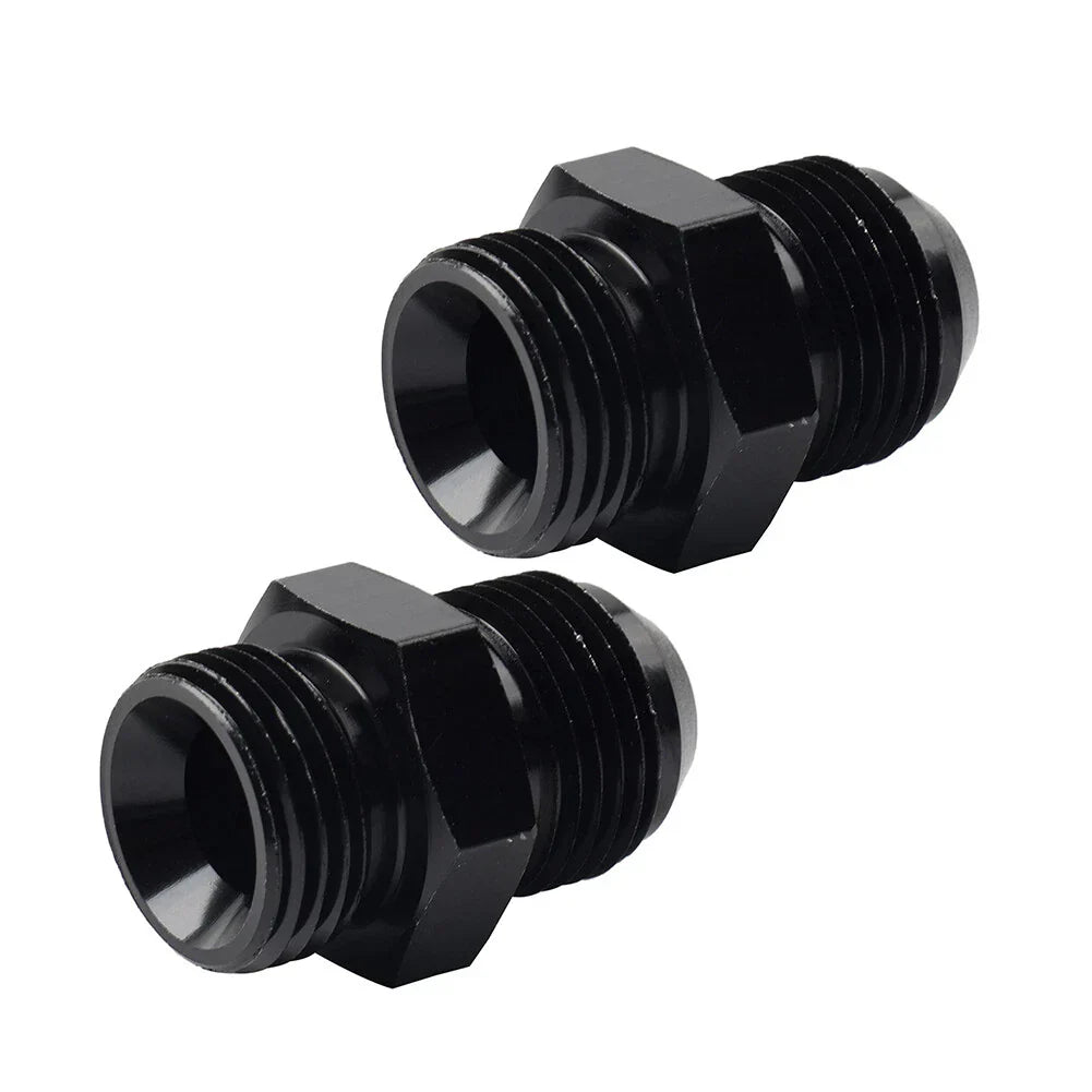 Black Aluminum AN10 Flare to 8AN ORB Male Fitting Adapter w/ O-Rings