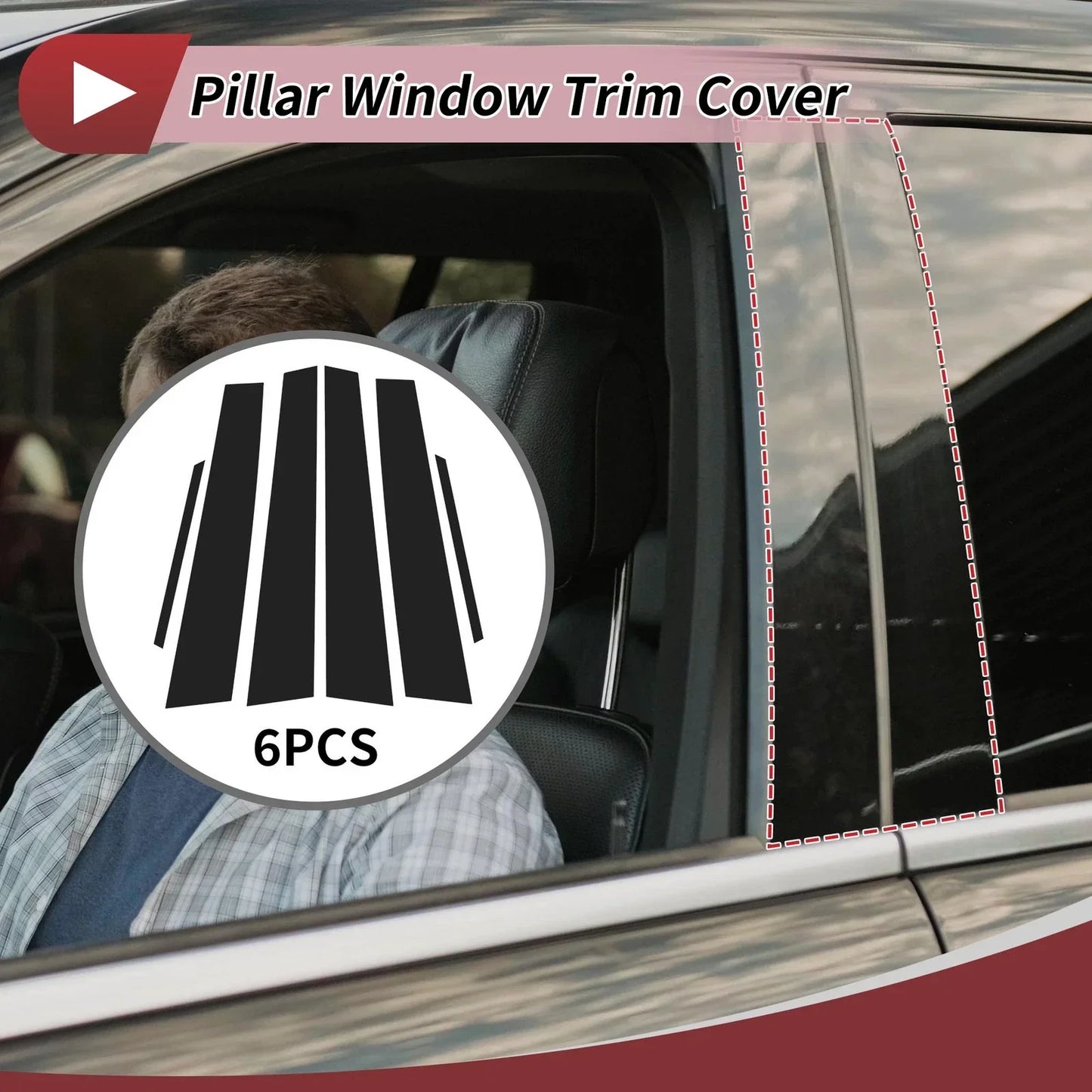 6 Pcs Black Door Pillar Window Trim for Lexus ES (2013-2018)