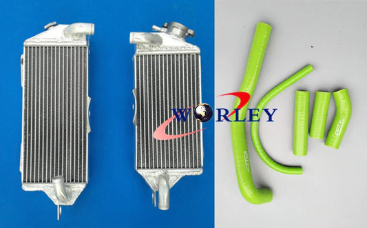 Aluminum Radiator & Green Silicone Hose for Kawasaki KX500 (1988-2004)