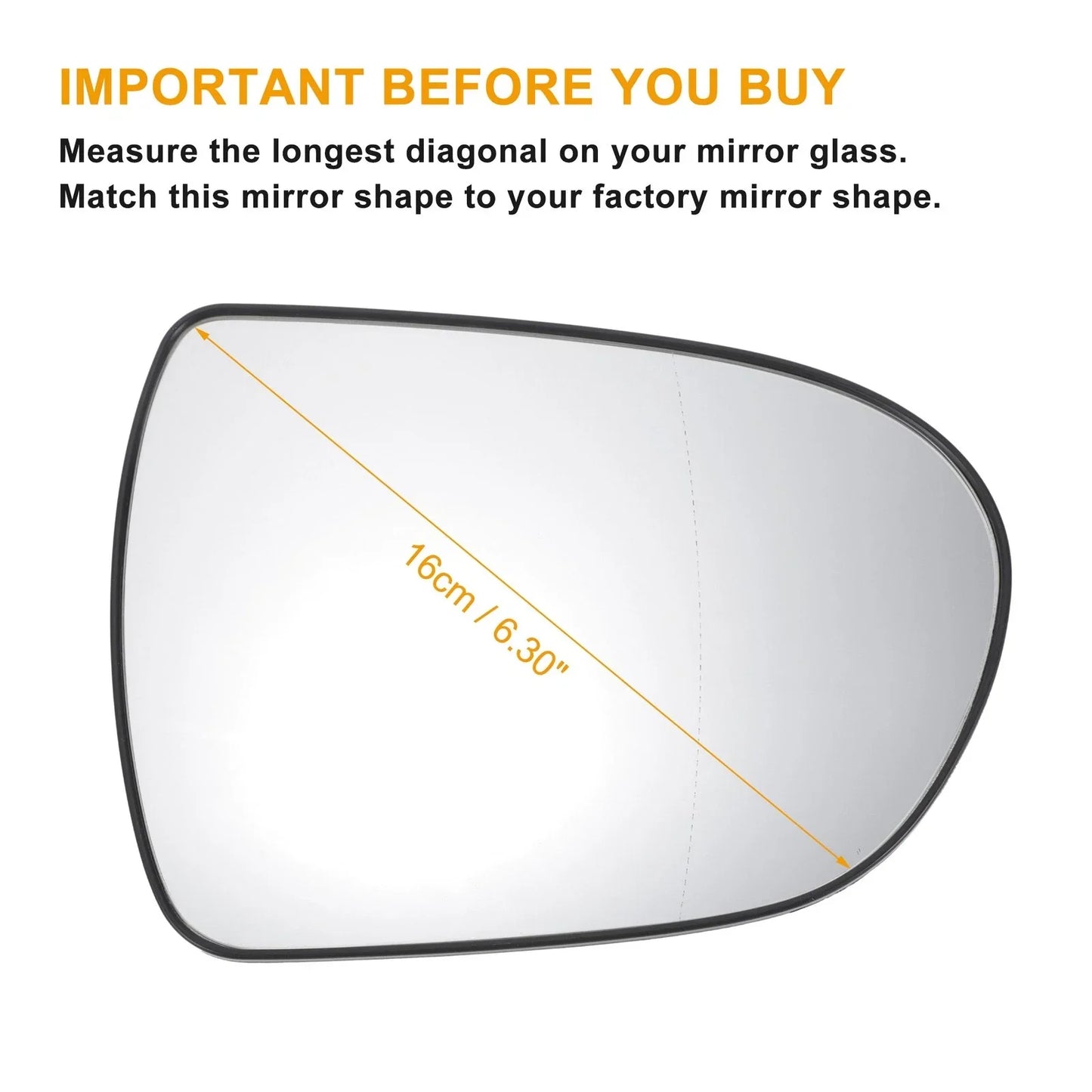 Right Side Heated White Mirror Glass for Hyundai i40 (2012-2020)