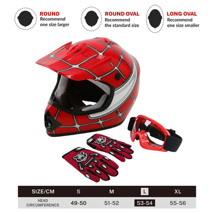 Youth Dirt Bike Helmet for ATV Motorcycle Kid Motocross Offroad Black/Red