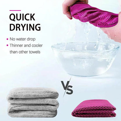 4 x Cooling Towels with Waterproof Bag & Carabiner for Running Yoga Climb