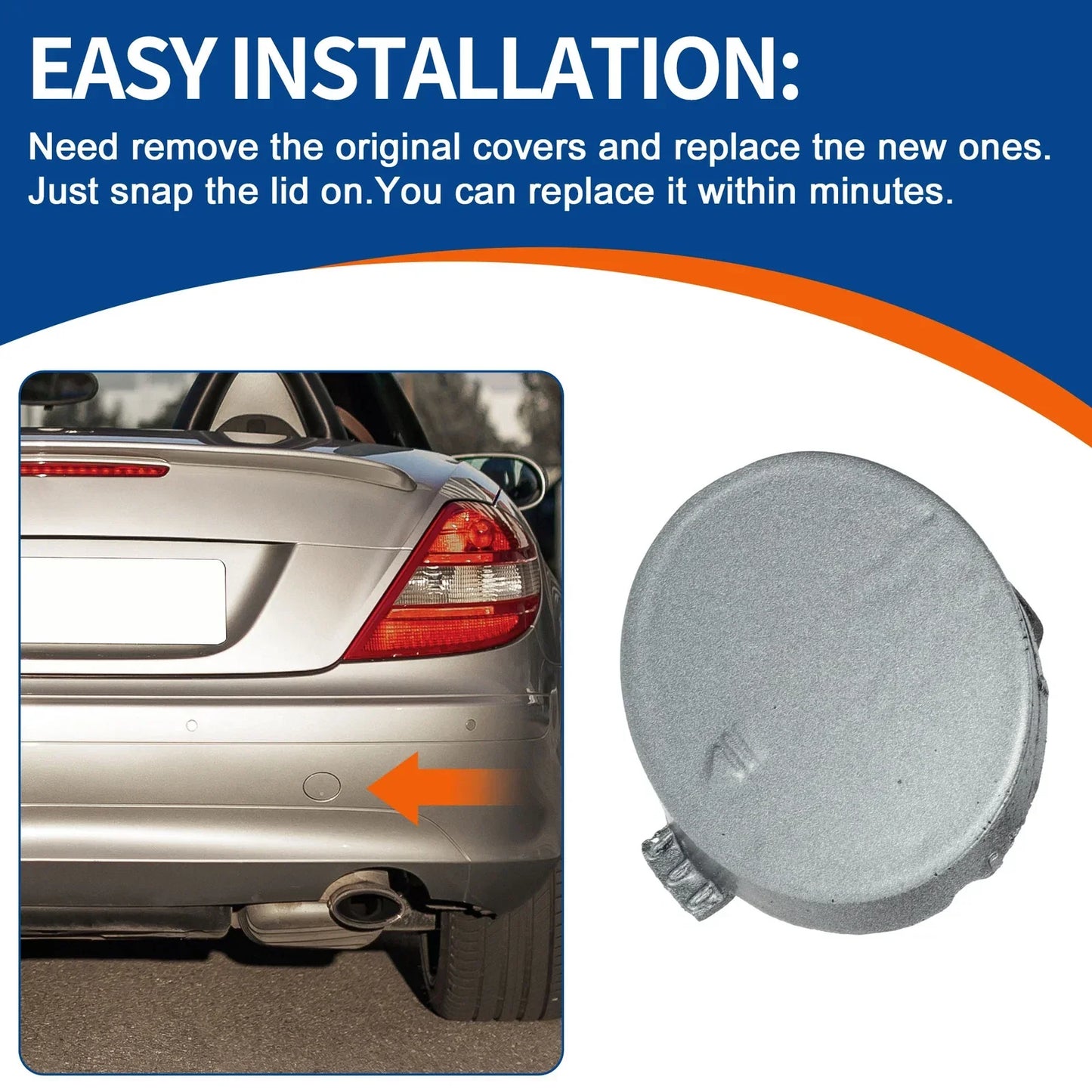 Rear Side Bumper Tow Hook Cover for Mercedes-Benz (2008-2012) Dark Silver