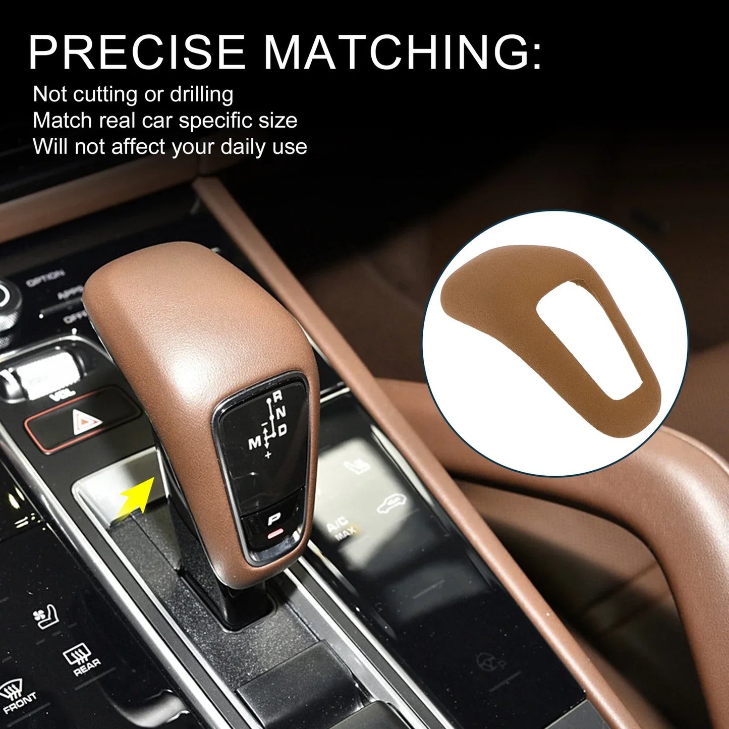 Gear Shift Knob Cap Cover for Porsche Cayenne 2018-2025 Brown Console 1 x