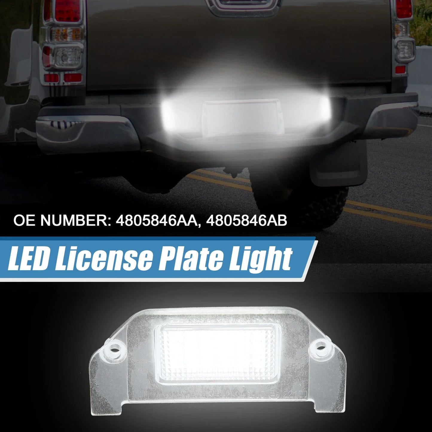 White LED License Plate Light Assembly for Dodge Dart (2013-2016)