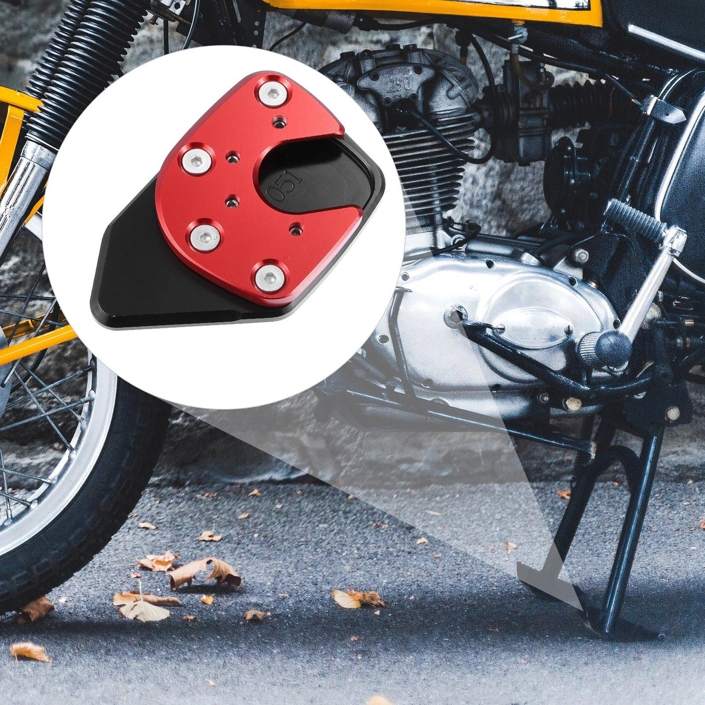 Kickstand Extension Pad for Honda Motorcycles - Black Red
