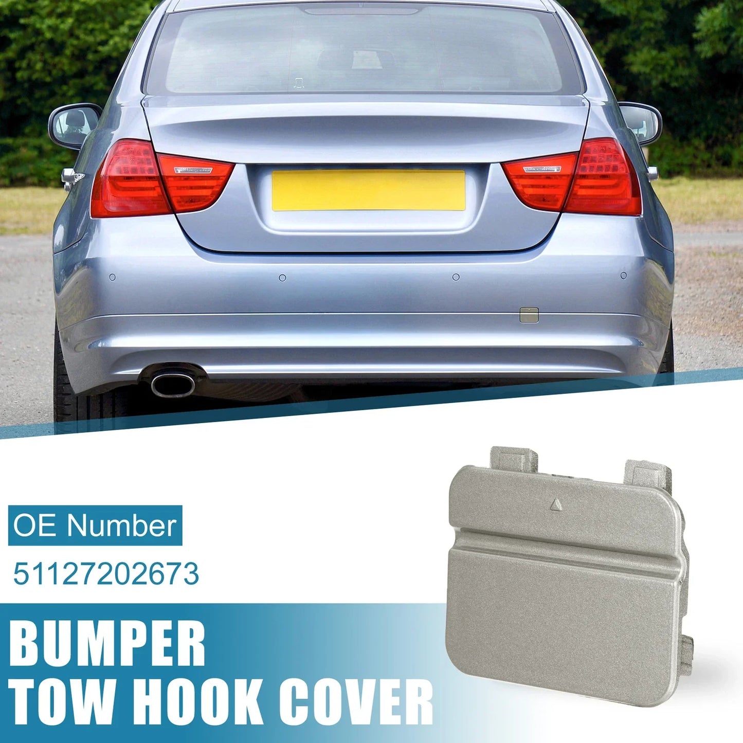 Rear Bumper Tow Hook Cover for BMW 3 Series E90/E91 (2009 - 2012) Silver Gray