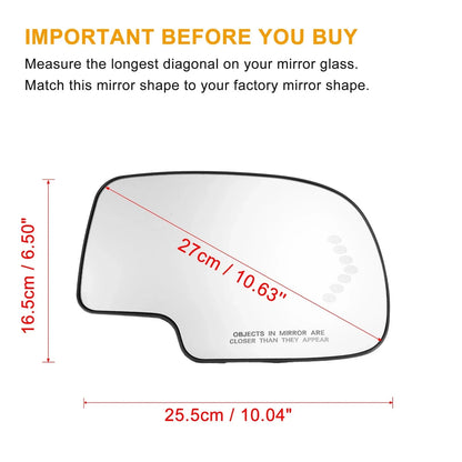 Heated Right Rearview Mirror Glass for Chevy Silverado Avalanche Suburban (2007-2014)