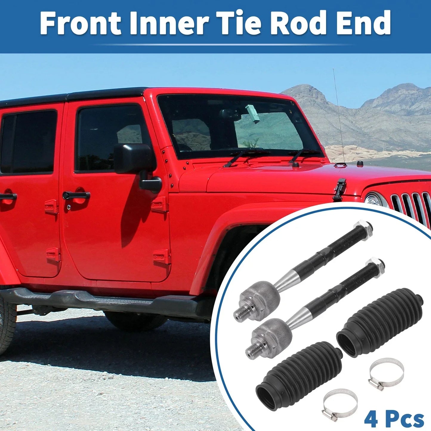 4 x Front Inner Tie Rod End Links for Jeep Grand Cherokee (2011-2015)