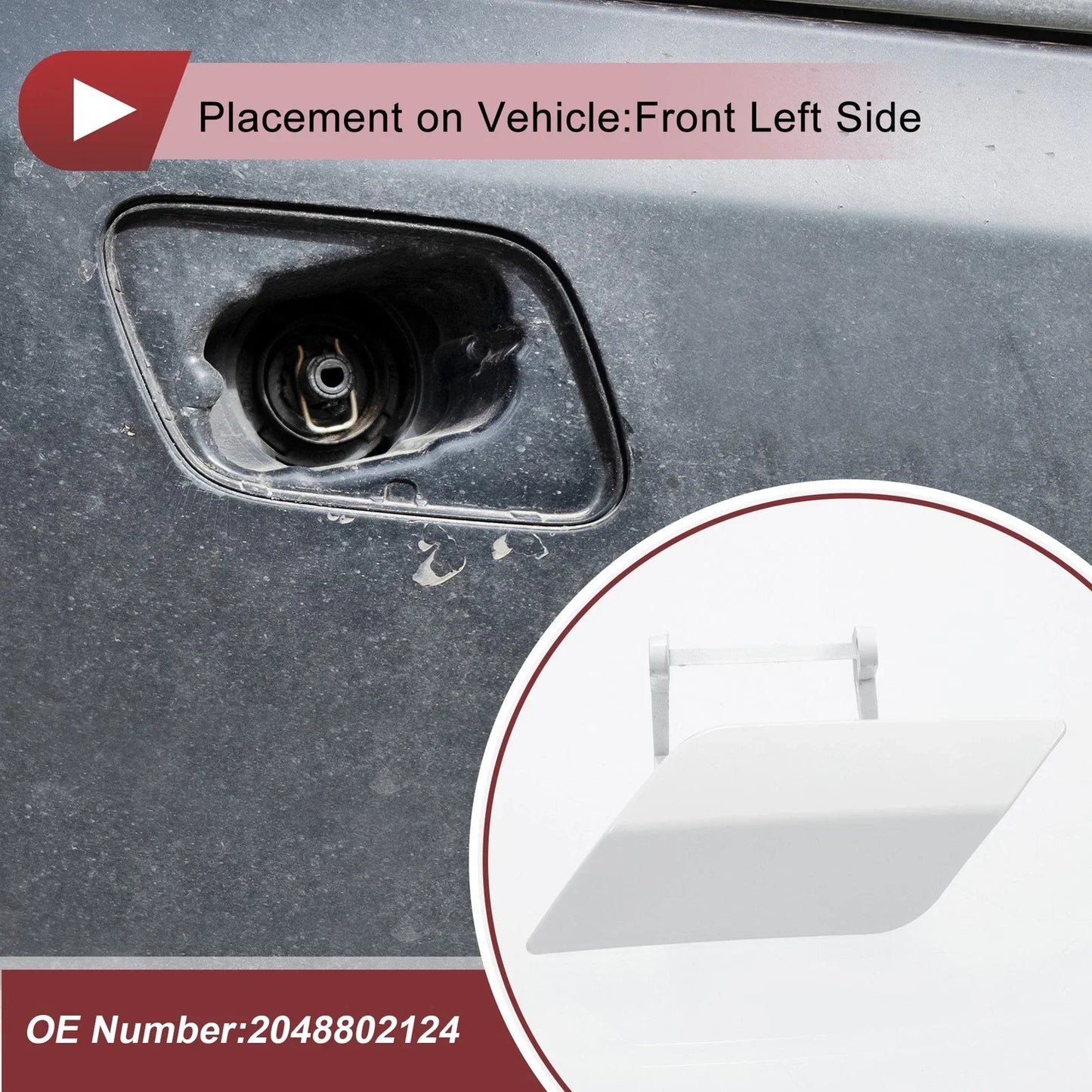 Front Left Washer Nozzle Cover for Mercedes-Benz C350 (2008-2014) White