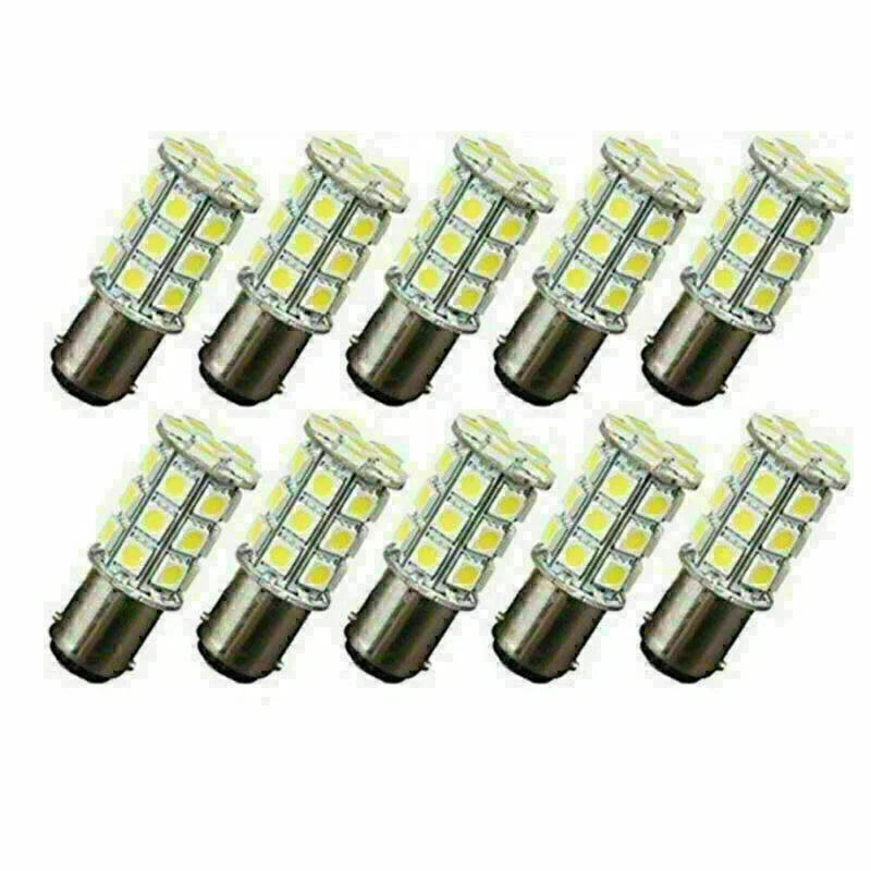 10 x CE BA15D 27SMD Red RV Marine Boat Trailer Light Bulbs