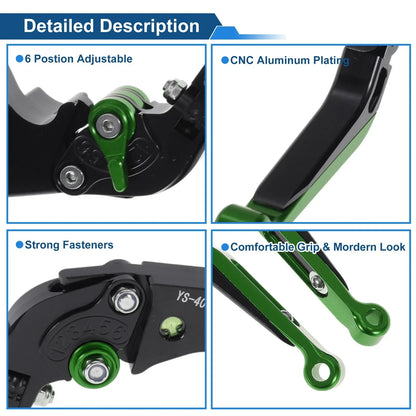 Adjustable Brake Clutch Levers for Honda CBR600RR 2007-2016 Black Green