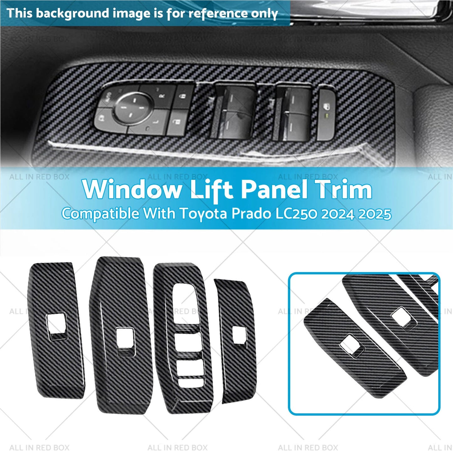 4 x Window Lift Panel Trim ABS Carbon Fiber for Toyota Prado LC250 (2024-2025)