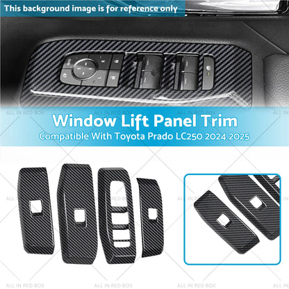 4 x Window Lift Panel Trim ABS Carbon Fiber for Toyota Prado LC250 (2024-2025)