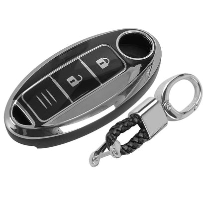 Black TPU Key Cover Case for Nissan Qashqai Leaf (2010-2023)