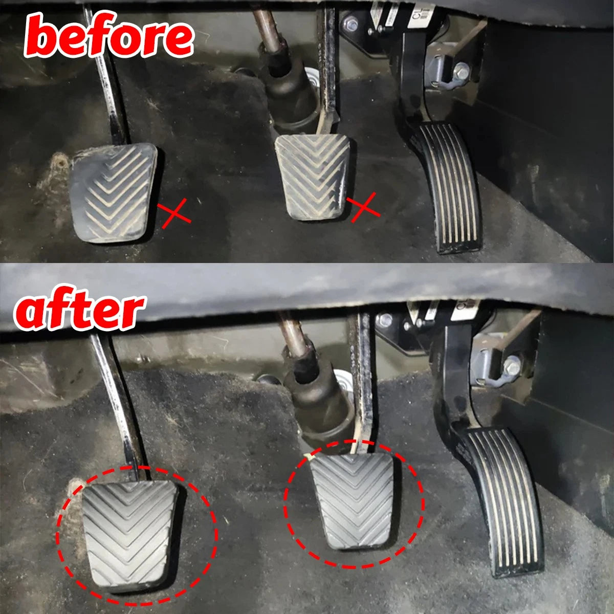 Rubber Brake Clutch Pedal Pad Covers Set for Mitsubishi Mirage (1991–2002)