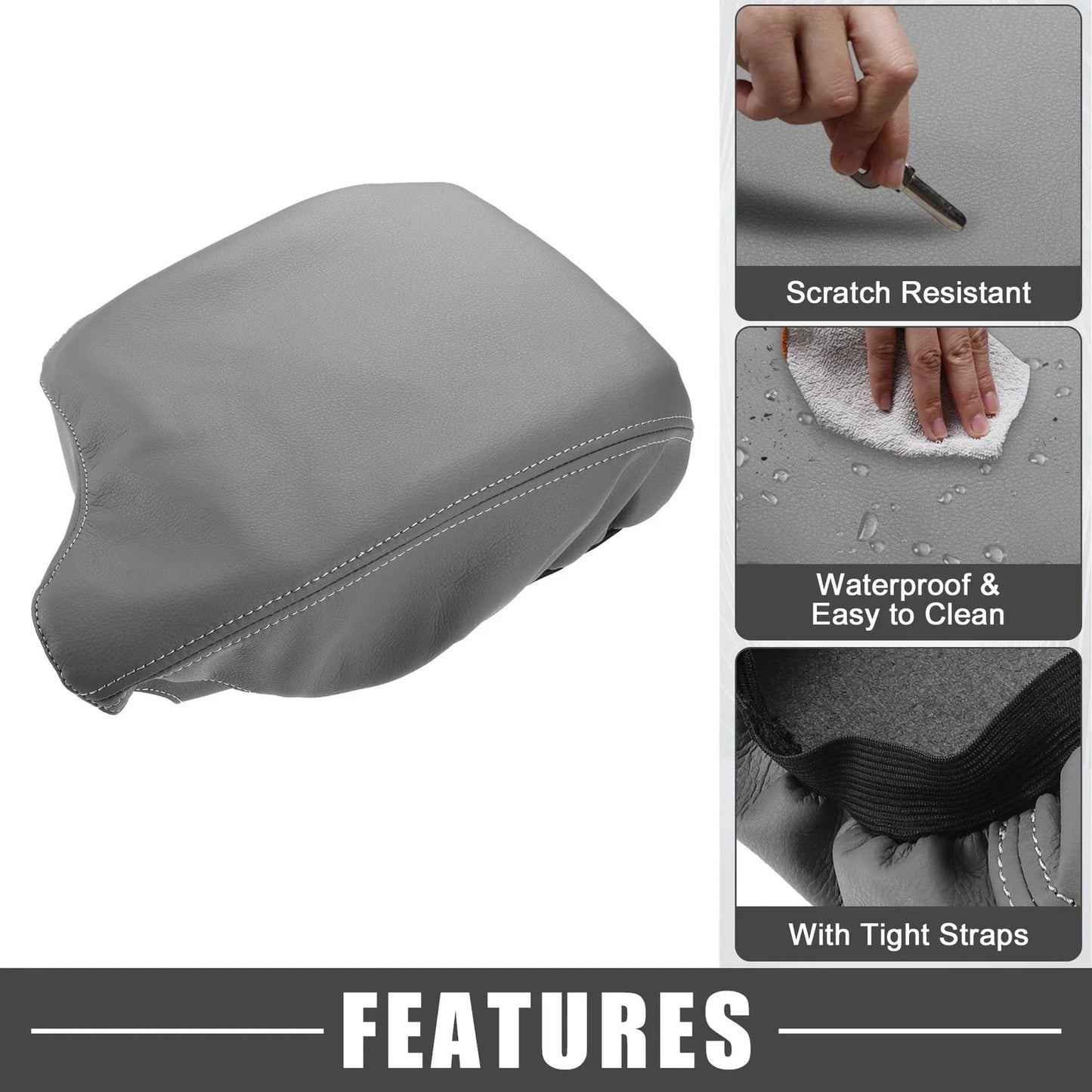 Car Center Console Armrest Cover Trim for Honda Accord (2013-2017) Gray