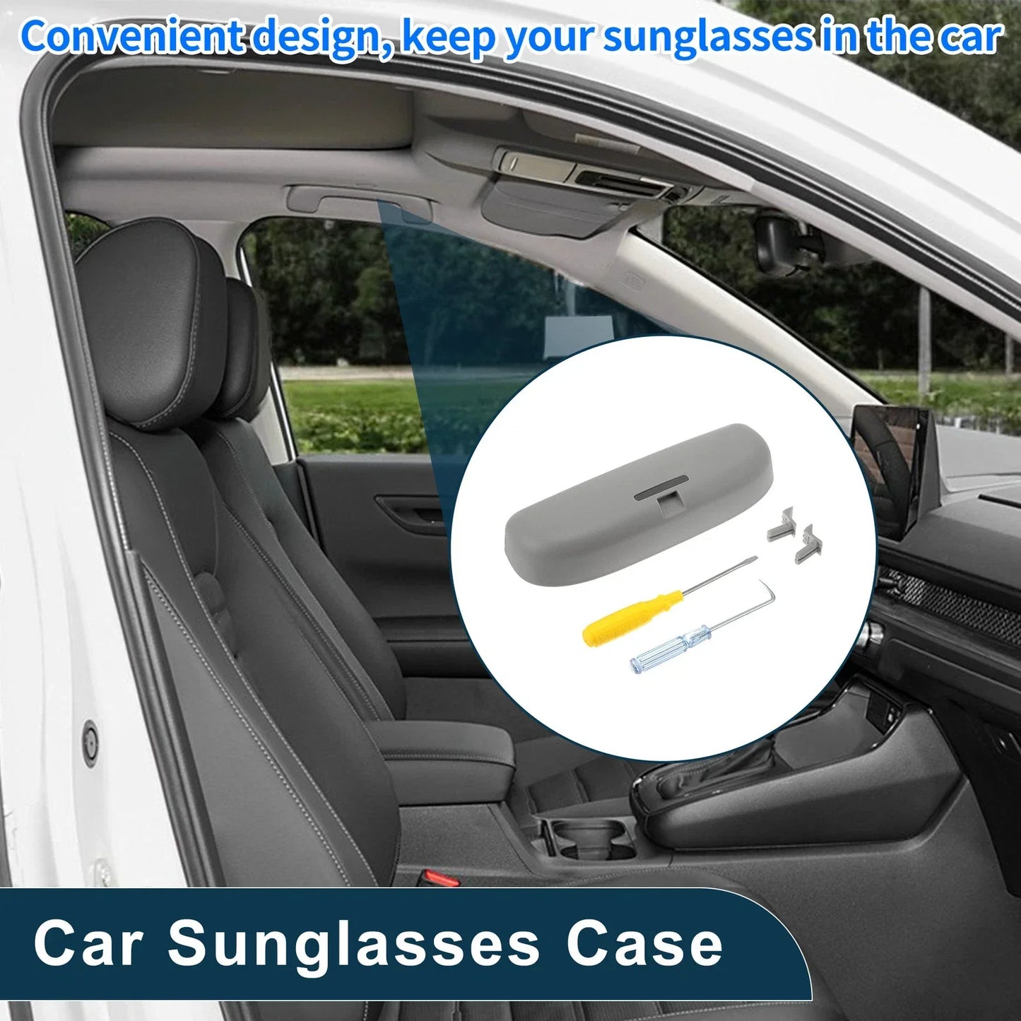 Sunglasses Case for Honda Accord 2012-2023 Eyeglasses Holder Storage Box Grey
