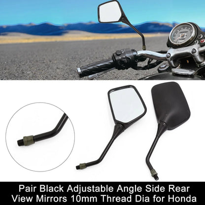 Black Adjustable Angle Side Rear View Mirrors 2 x 10mm Thread Dia for Honda